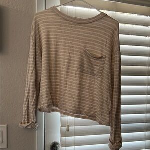 Striped Long Sleeve Top with Pocket